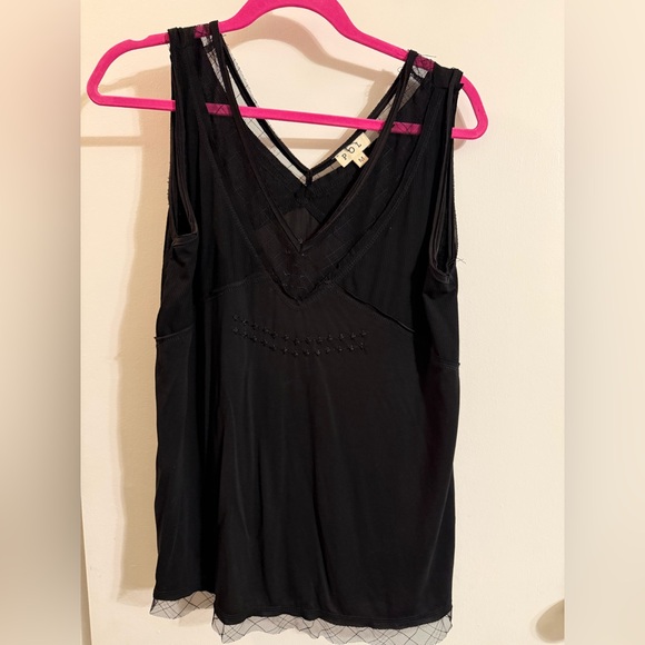 POL Tops - POL Black Mesh Detail Tank Top
